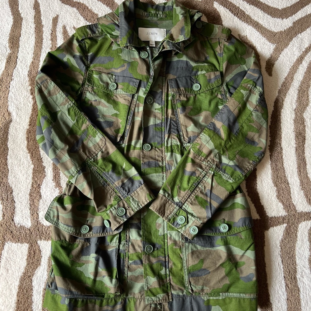 J. Crew Women's Hooded Camo Utility Jacket M - Picture 4 of 10